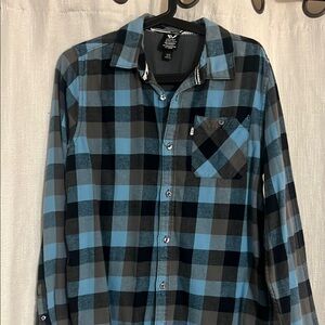 Shaun White Blue and Black Casual Button Down Shirt